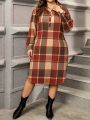 SHEIN CURVE+ Plus Size Split Plaid Dress