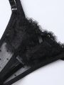 5pcs/Set Lace Patchwork Mesh Crotchless Panties