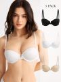 SHEIN Leisure 3pcs Women'S Solid Color Underwire Bras