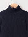 SHEIN Kids EVRYDAY Tween Girls Turtleneck Ribbed Knit Sweater