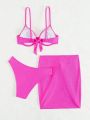 SHEIN Swim Basics Solid Color Swimsuit Set