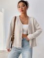 Drop Shoulder Lazy Cardigan With Open Front