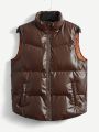 SHEIN Men 1pc Zip Up PU Vest Puffer Coat