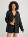 SHEIN Leisure Zip Pocket Solid Color Comfortable Homewear Jacket