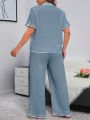 Plus Contrast Binding Button Front PJ Set