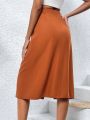 Women's Solid Color Split Hem Skirt