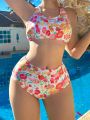 SHEIN Swim Vcay Floral Printed Bikini Swimwear Set