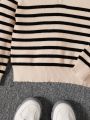 SHEIN Young Boy Striped Half Zip Sweater