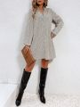 SHEIN LUNE Lantern Sleeve Shirt Dress