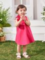 SHEIN Baby Girl's Casual Loose Solid Color Sleeveless Dress With Ruffle Hem For Summer
