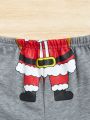 SHEIN Baby Girl Christmas Print Contrast Trim Sweatshirt & Sweatpants