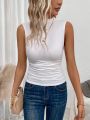 SHEIN LUNE Mock Neck Ruched Tank Top