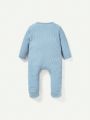 Cozy Cub Baby Boy 2pcs Solid Zip Up Ribbed Knit Jumpsuit