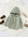 Infant Baby Girl's Jacquard Knitted Hooded Cardigan