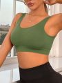 Yoga Basic Solid Ribbed Knit Sports Tank Top