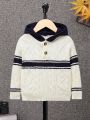 SHEIN Kids EVRYDAY Young Boy Striped Pattern Cable Knit Sweater