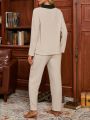 Maternity Color Block Ribbed Knit Homewear Set