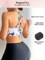 SHEIN DD+ Tie-dye Drawstring Detail Bikini Top