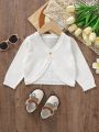 Infant Girls' Irregular Hem Single-Breasted Cardigan With Button Closure