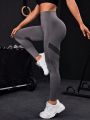 Wide Waistband Contrast Panel Sports Leggings