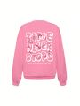 Slogan Graphic Drop Shoulder Sweatshirt