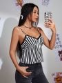 SHEIN Qutie Women'S Striped Lace Camisole Tank Top