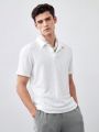 Manfinity Homme Men's Solid Color Knitted Casual Short Sleeve Polo Shirt