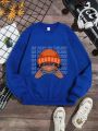 Teen Boys' Casual Cartoon Pattern Round Neck Long Sleeve Sweatshirt For Autumn And Winter
