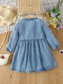 Toddler Girls' Denim Shirt Dress With Washed Effect