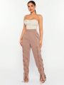 SHEIN SXY Brown Knit Drawstring Detail Jogger Pants