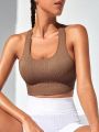 Yoga Basic Women's Seamless Khaki Sports Bra