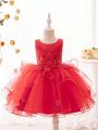 Little Girls' Sequined Embroidered Flower Decor Mesh Spliced Fluffy Dress