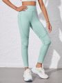 Big Girls' See-through Fabric High-rise Stretch Leggings Sports Wear