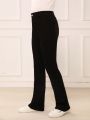 Teen Girls' Stretchy Flared Black Jeans With Stone Washed Effect