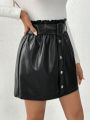SHEIN Frenchy Women's Belted Skirt With Paper Bag Waist