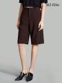 SHEIN BIZwear Women's Solid Color Cargo Knee-Length Shorts