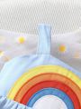 Baby Girls' Rainbow Embroidered Spaghetti Strap Dress