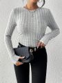 SHEIN Frenchy Solid Color Long Sleeve T-Shirt