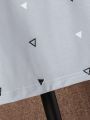 SHEIN Kids EVRYDAY Boys' Geometric Pattern Printed Polo Shirt