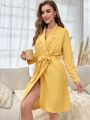 Frill Trim Belted Robe