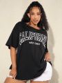 SHEIN CURVE+ Plus Size Letter Printed T-shirt