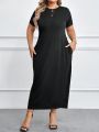 SHEIN CURVE+ Plus Size Women's T-Shirt Dress With Pockets