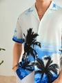 Manfinity VCAY Men'S Coconut Print Woven Casual Short Sleeve Shirt