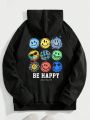 SHEIN Extended Sizes Men Plus Expression & Slogan Graphic Drop Shoulder Hoodie