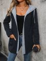 Women's Contrast Color 2 In 1 Hooded Jacket