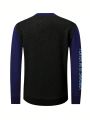 Fitness Men's Color Block Letter Print Sporty Sweatshirt