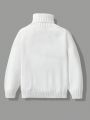 SHEIN Young Boy Turtleneck Cable Knit Sweater