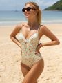 SHEIN Swim Mod Women's One Piece Swimsuit With Small Floral Print