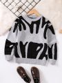 Boys' Casual Streetwear Color Block Print Round Neck Sweater