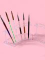 1pc Set Acrylic Nail Art Brush Holder With 6 Slots, Transparent Pen Stand With Removable & Adjustable Design
